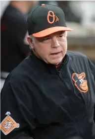  ?? (Photo by Patrick Semansky, AP) ?? Baltimore Orioles manager and former Mississipp­i State player Buck Showalter stands in the dugout in the first inning of Friday’s ame against the Chicago White Sox.