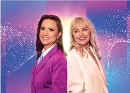  ?? BILD: SVT ?? Petra Mede och Malin Åkerman leder Eurovision Song Contest i Malmö.