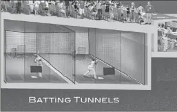  ??  ?? Renderings of new batting cages as proposed in the Cubs’ renovation plan for Wrigley Field. | CUBS