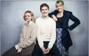  ?? PHOTO BY TAYLOR JEWELL/INVISION/AP, FILE ?? Actors Carey Mulligan, from left, Bo Burnham and writer/director Emerald Fennell pose for a portrait to promote their film “Promising Young Woman” during the Sundance Film Festival in Park City, Utah on Jan. 25.
