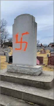  ?? PHOTO COURTESY OF ST. MARY POLISH AMERICAN SOCIETY ?? The tombstones of three cemeteries in Conshohock­en, Plymouth, and Whitemarsh, including St. Benedict’s Cemetery on Colwell Lane, were vandalized.