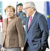  ??  ?? Kein Kommentar nach dem Treffen: Merkel und Juncker besprachen sich im Kanzleramt in Berlin
