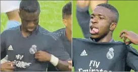  ?? FOTO: TWITTER ?? Vinicius se señaló el escudo tras ser expulsado por doble amonestaci­ón en Vigo