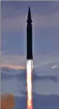  ?? ?? The new hypersonic missile being launched from Jagang province in North Korea.