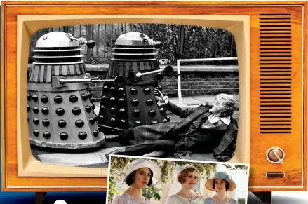  ??  ?? Classics: Jon Pertwee as Doctor Who. Left, Ladies of Downton Abbey