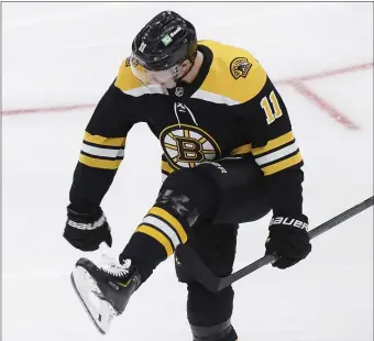  ?? BOSTON HERALD FILE ?? NICE TO SEE YOU, TOO: Bruins forward Trent Frederic was back in the lineup for Thursday night’s Game 6.