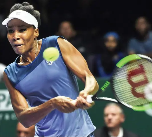  ?? PHOTO AFP ?? L’Américaine Venus Williams est devenue la joueuse la plus âgée à atteindre la finale du Masters, hier.