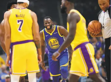  ?? Santiago Mejia / The Chronicle ?? Warriors forward Draymond Green played for the first time in two weeks against the Lakers.