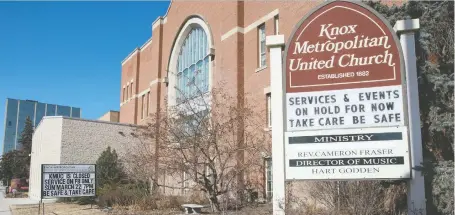  ?? BRANDON HARDER ?? Church services have been cancelled at the Knox Metropolit­an United Church in Regina during the COVID-19 pandemic.