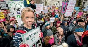  ?? PHOTO: GETTY IMAGES ?? Five-year-old Orla Dean holds a placard during the Time’s Up rally in London earlier this year.