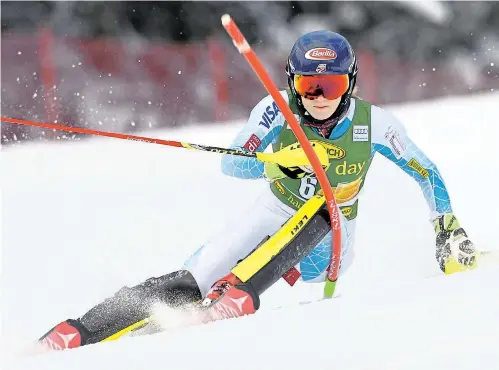  ??  ?? ist Mikaela Shiffrin zurück, fährt sie wieder am schnellste­n Slalom. In Crans Montana holte sie ihren dritten Saisonsieg.