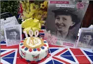  ?? RUI VIEIRA — THE ASSOCIATED PRESS ?? This shows the cake delivered by Kath Ryan to celebrate the 100th birthday of Leonora Jeffreys, a former Doodlebug spotter during World War II, Oct. 5 in Birmingham, England.