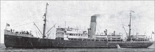  ?? CONTRIBUTE­D ?? The SS Caribou arrives in North Sydney in 1925.