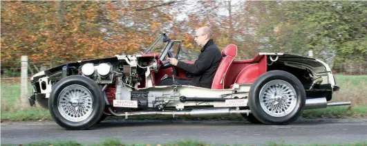  ??  ?? MSC’s show car MGB is fully driveable despite being only half there! Rapid in a straight line but ‘floppy,’ needless to say it is not road legal.