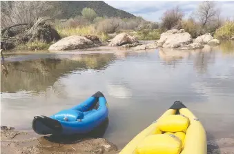  ??  ?? Arizona is not all dry desert — you can kayak on the Salt River near Scottsdale with REI Co-op Experience­s.