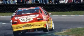  ??  ?? Watts attacking the Snetterton kerbs in the Pegueot 405 in 1994