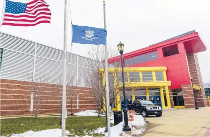  ?? MARK MIRKO/HARTFORD COURANT ?? A 13-year-old student collapsed from a fentanyl overdose Thursday at The Sport and Medical Sciences Academy in Hartford. The student is hospitaliz­ed in “grave condition.”