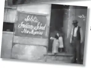  ??  ?? Two stills from the film “Indian Day School,” shot on Feb. 24, 1898, at Isleta Pueblo.