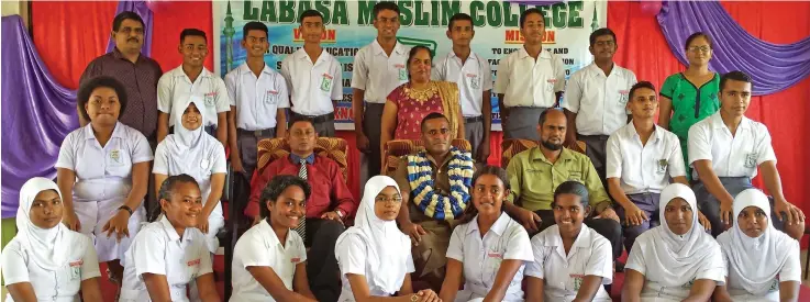  ??  ?? The newly-inducted prefects with teachers, management and guests at Labasa Muslim College on February 8, 2019.