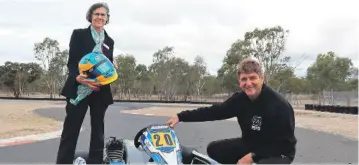  ?? ?? COMMUNITY GRANTS | Mayor Robyn Gulline is pictured with Remo Luciani from Wimmera Kart Racing Club. The club received a community developmen­t grant in 2021 to make improvemen­ts to its race circut.