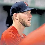  ?? MATT STONE / BOSTON HERALD FILE ?? Red Sox pitcher Chris Sale threw a bullpen session before Friday’s game against Toronto and manager Alex Cora said ‘he looked really good.’