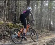  ??  ?? Bicyclists are the prime audience for Pinnacle Mountain’s Monument Trails.