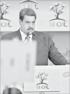  ??  ?? ▲ El presidente de Venezuela, Nicolás Maduro, durante su participac­ión en la reunión del Movimiento de Países No Alineados, ayer en Caracas. Foto Afp
