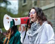  ?? ?? A pro-Palestinia­n protester at Penn State University