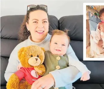  ?? Photos / supplied ?? Aria and her son Kalo cuddle a Heart Kids bear given to them by Heart Kids following a tough time in hospital.