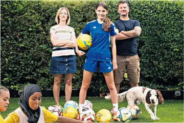  ?? ?? Changing the game: Hackney Marshes hosted a women’s football festival in 2019 (main and below left) for more than 1,000 women and 79 teams, sponsored by Nike; Charlton’s Mae Lawfull, 14, and family (left) in her back garden in north-east London