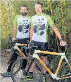  ??  ?? > The pair with their bamboo bikes