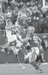  ?? DAN POWERS/USA TODAY SPORTS ?? The 49ers intercepte­d Jordan Love to knock the Packers out of the divisional round.