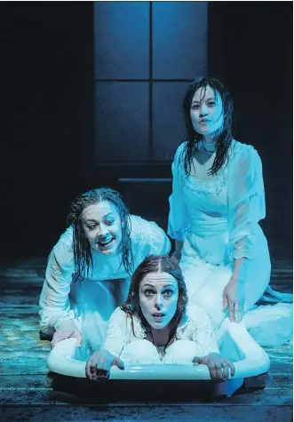  ?? CITRUS PHOTOGRAPH­Y ?? Jamie Konchak, left, Jamie Tognazzini and Donna So star in The Drowning Girls.