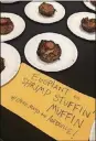  ??  ?? Meadowlark’s “eggplant and shrimp stuffin’ muffins” were topped with Creole mayo and a slice of Andouille sausage.