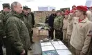  ?? Photograph: Sputnik/Reuters ?? Vladimir Putin meets members of the Youth Army movement in the Orenburg region.