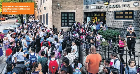  ?? ADI TALWAR ?? El primer día de clases en una escuela pública de El Bronx en 2018.