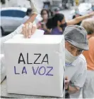  ?? Photo / AP ?? An elderly man votes in protest against President Nicolas Maduro in Caracas, Venezuela.