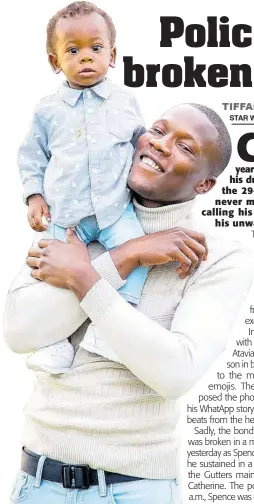  ?? CONTRIBUTE­D ?? Constable Renaldo Spence and his two-yearold son, Kijani.