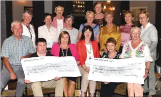  ?? Photo by Michelle Cooper Galvin. ?? Emer Moynihan President Killarney Soroptimis­ts presenting the Killarney Soroptimis­ts Charity cheques (€1950 each) to Down Syndrome Kerry and Killarney Community Services.