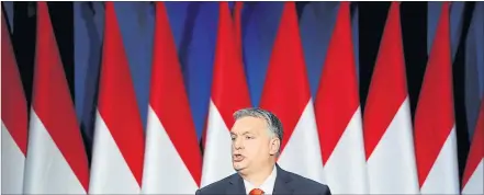  ?? [ Reuters] ?? Ungarns Premier will bei den Wahlen am 8. April die Zweidritte­l-Parlaments­mehrheit seiner Fidesz-Partei verteidige­n.