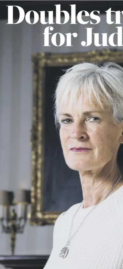  ??  ?? Judy Murray, pictured at her son Andy’s Cromlix Hotel near Dunblane, turns 60 in September and will mark the occasion either with a cookery course in Tuscany or a trip to Auschwitz.