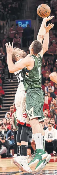  ?? RON TURENNE GETTY IMAGES FILE PHOTO ?? Marc Gasol, battling for the ball with Brook Lopez of the Milwaukee Bucks, is headed to the open market when the season ends, as are Fred VanVleet and Serge Ibaka.