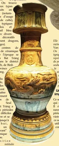  ?? ?? Pied de lampe à émail bleu et blanc datant du XVIIe siècle. Minh Thu/CVN