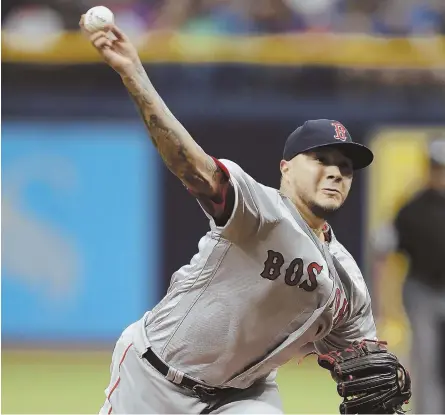  ?? AP PHOTO ?? ON TARGET: Hector Velazquez pitches during his start against the Rays yesterday in St. Petersburg, Fla.