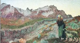  ??  ?? L’arcadia primitiva Il dipinto di Giovanni Segantini «Le due madri» (1899): il senso struggente della vita già presente nell’omonimo dipinto del 1889