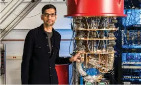  ??  ?? Alphabet chief exec Sundar Pichai with one of Google’s quantum computers. Photograph: Google