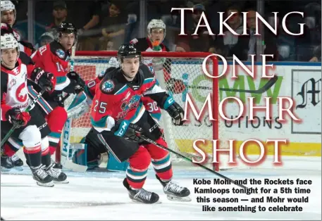  ?? MARISSA BAECKER/Shoot the Breeze ?? Kelowna Rockets forward Kobe Mohr skates against the Prince George Cougars at Prospera Place on Nov. 1. Mohr and the Rockets face the Kamloops Blazers — his former team — tonight at Prospera Place.