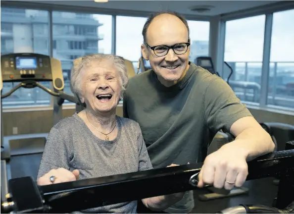  ?? FRANK GUNN/ THE CANADIAN PRESS ?? Bruce Grierson, author of What Makes Olga Run?, and his subject, Olga Kotelko. Grierson will be speaking in Ottawa June 10 as part of the 5th annual Seniors’ Month celebratio­n. While Olga passed away in 2014 at the age of 95, Grierson will be...