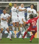  ??  ?? Playing days...Solari (far right) in the Real Madrid wall