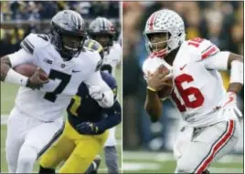  ?? THE ASSOCIATED PRESS ?? Either Dwayne Haskins, left, or J.T. Barrett, right, will start at quarterbac­k for Ohio State in Saturday’s Big Ten Championsh­ip against Wisconsin.